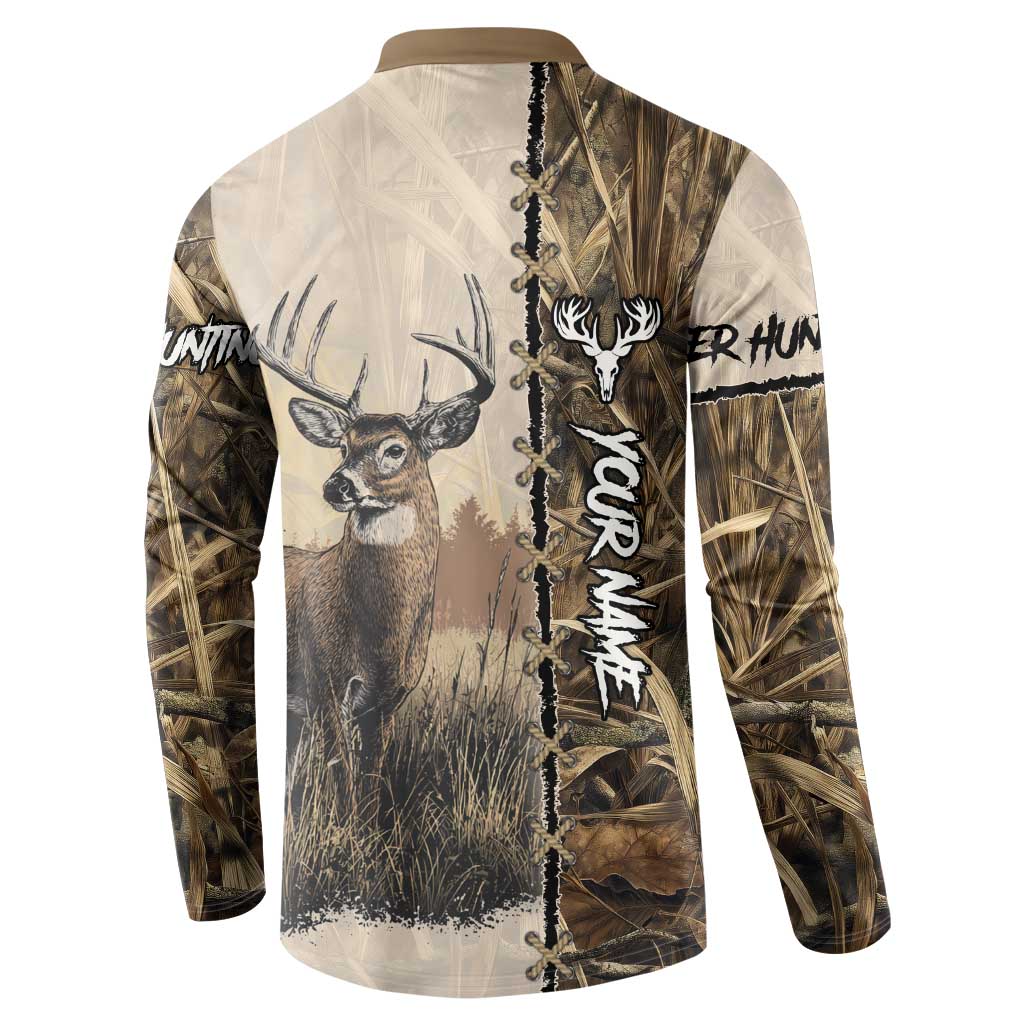 Personalized Born to Hunt Button Sweatshirt Deer Hunting Lacing Detail and Camo Traditional