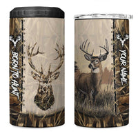 Personalized Born to Hunt 4 in 1 Can Cooler Tumbler Deer Hunting Lacing Detail and Camo Traditional