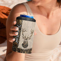 Personalized Born to Hunt 4 in 1 Can Cooler Tumbler Deer Hunting Lacing Detail and Camo Traditional