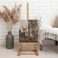 Personalized Born to Hunt Canvas Wall Art Deer Hunting Lacing Detail and Camo Traditional