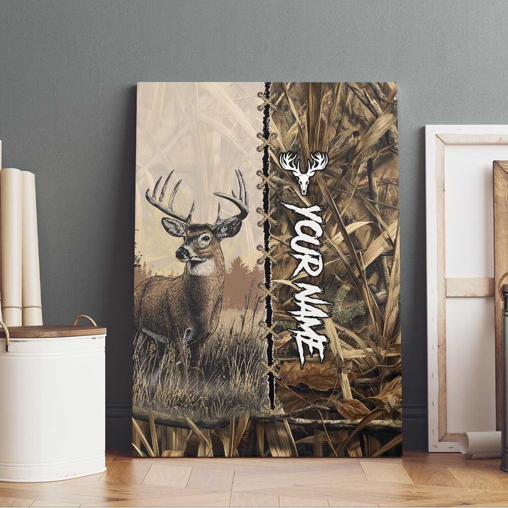 Personalized Born to Hunt Canvas Wall Art Deer Hunting Lacing Detail and Camo Traditional