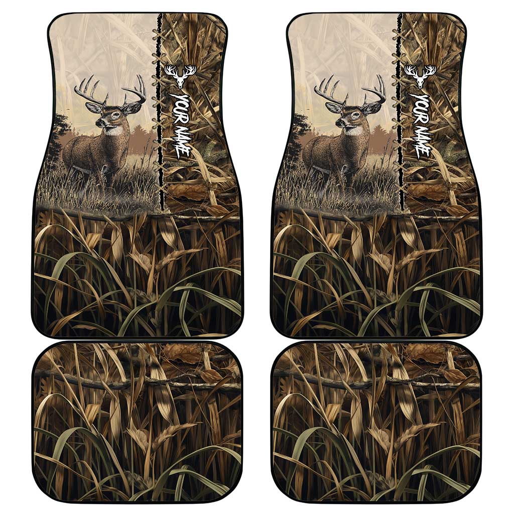 Personalized Born to Hunt Car Mats Deer Hunting Lacing Detail and Camo Traditional