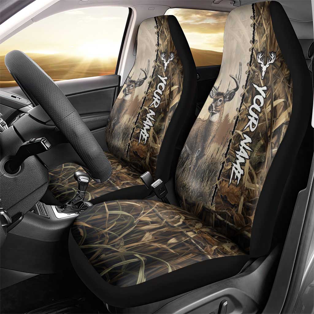 Personalized Born to Hunt Car Seat Cover Deer Hunting Lacing Detail and Camo Traditional