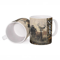 Personalized Born to Hunt Ceramic Mug Deer Hunting Lacing Detail and Camo Traditional