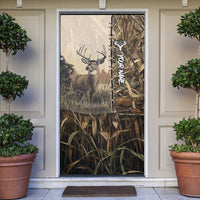 Personalized Born to Hunt Door Cover Deer Hunting Lacing Detail and Camo Traditional