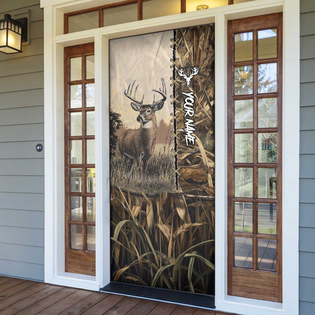 Personalized Born to Hunt Door Cover Deer Hunting Lacing Detail and Camo Traditional