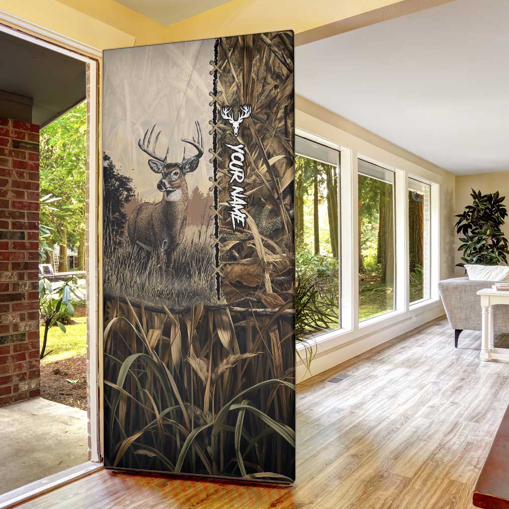 Personalized Born to Hunt Door Cover Deer Hunting Lacing Detail and Camo Traditional