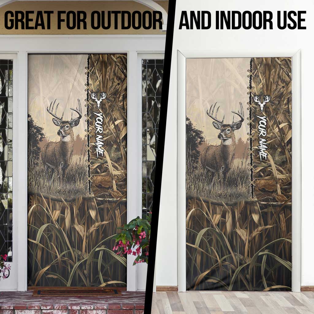 Personalized Born to Hunt Door Cover Deer Hunting Lacing Detail and Camo Traditional