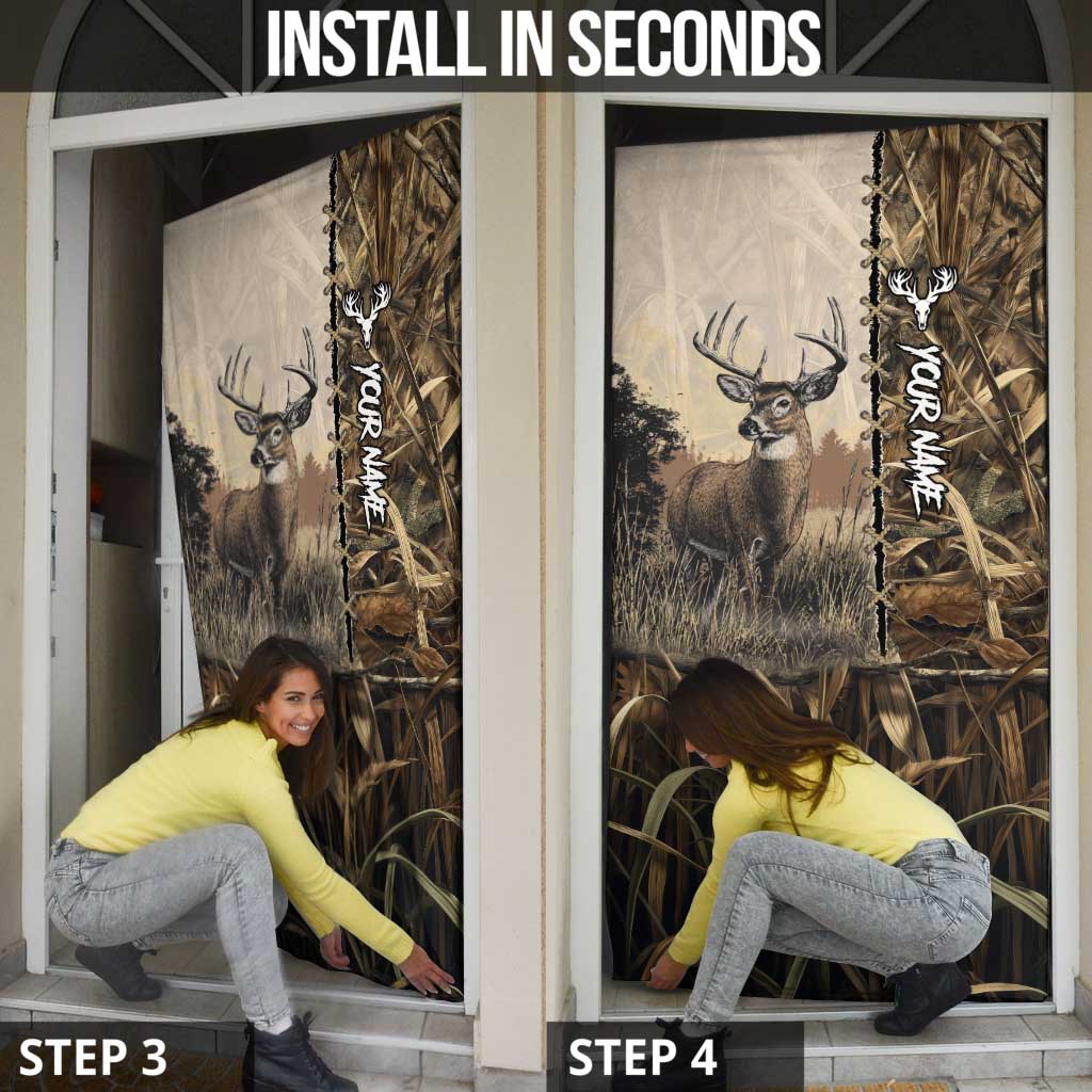 Personalized Born to Hunt Door Cover Deer Hunting Lacing Detail and Camo Traditional