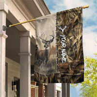 Personalized Born to Hunt Garden Flag Deer Hunting Lacing Detail and Camo Traditional