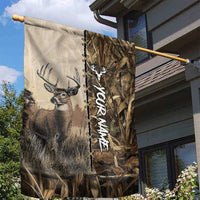 Personalized Born to Hunt Garden Flag Deer Hunting Lacing Detail and Camo Traditional