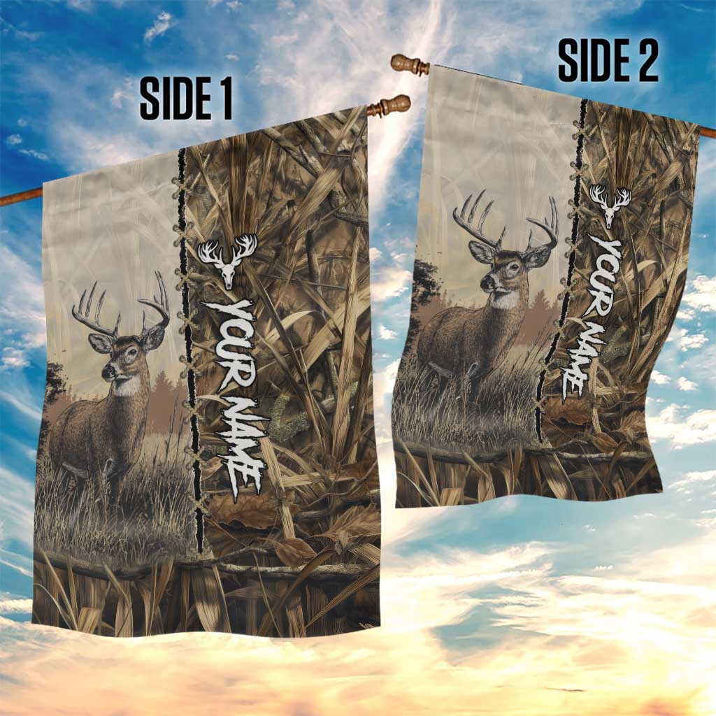 Personalized Born to Hunt Garden Flag Deer Hunting Lacing Detail and Camo Traditional