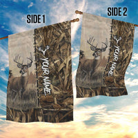 Personalized Born to Hunt Garden Flag Deer Hunting Lacing Detail and Camo Traditional