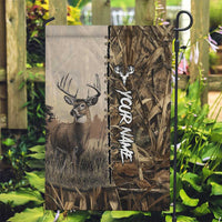 Personalized Born to Hunt Garden Flag Deer Hunting Lacing Detail and Camo Traditional