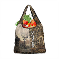 Personalized Born to Hunt Grocery Bag Deer Hunting Lacing Detail and Camo Traditional