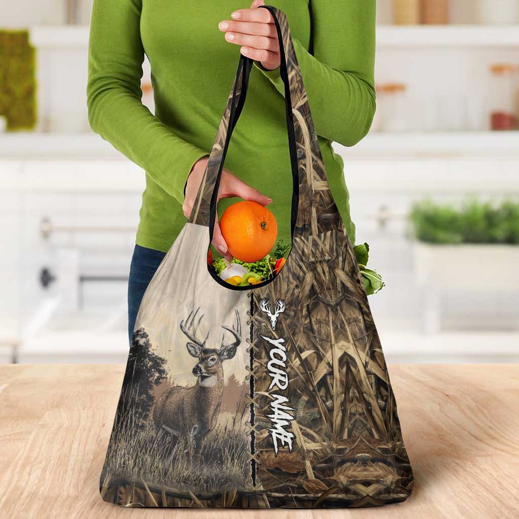Personalized Born to Hunt Grocery Bag Deer Hunting Lacing Detail and Camo Traditional