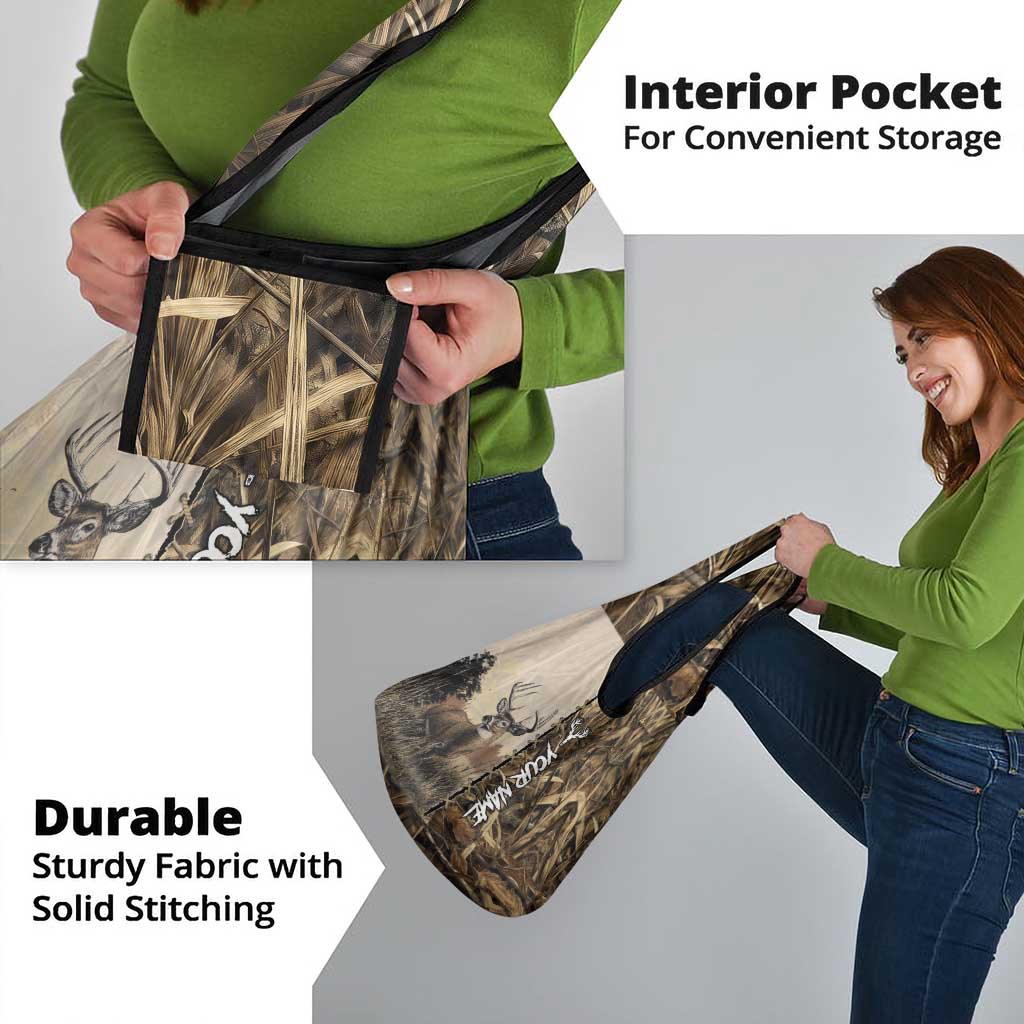 Personalized Born to Hunt Grocery Bag Deer Hunting Lacing Detail and Camo Traditional