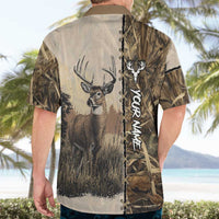 Personalized Born to Hunt Hawaiian Shirt Deer Hunting Lacing Detail and Camo Traditional
