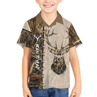 Personalized Born to Hunt Hawaiian Shirt Deer Hunting Lacing Detail and Camo Traditional