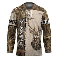 Personalized Born to Hunt Hockey Jersey Deer Hunting Lacing Detail and Camo Traditional