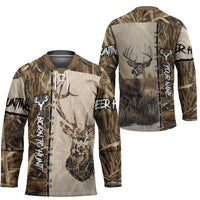 Personalized Born to Hunt Hockey Jersey Deer Hunting Lacing Detail and Camo Traditional