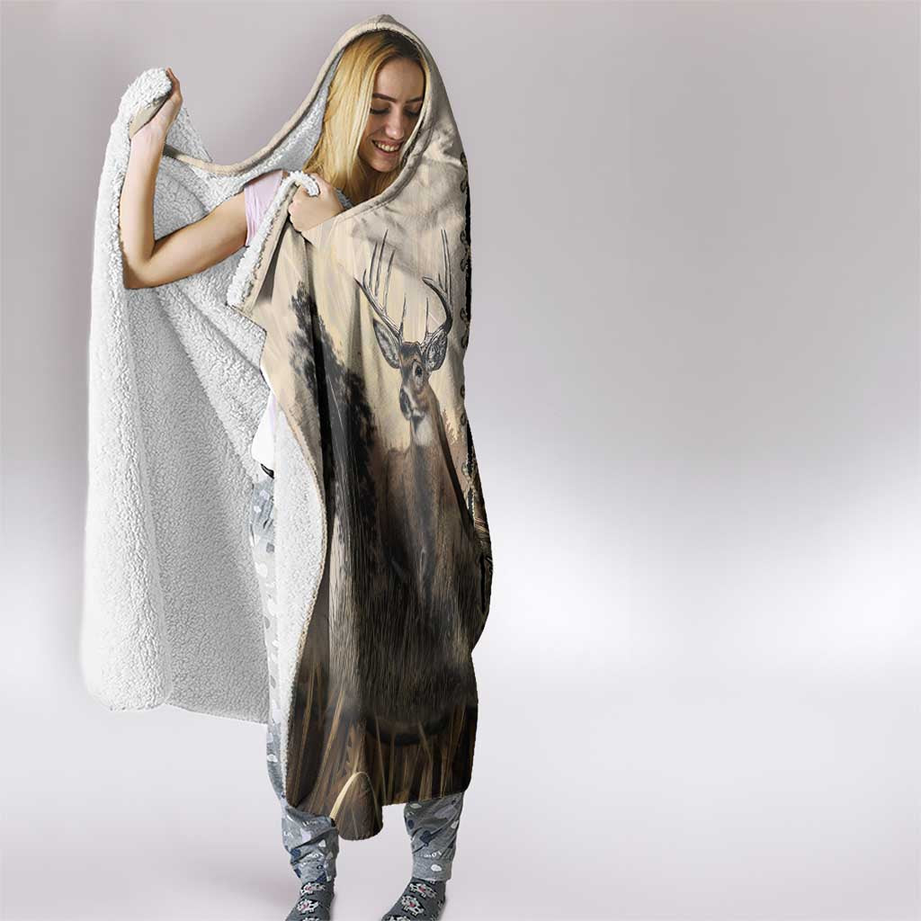 Personalized Born to Hunt Hooded Blanket Deer Hunting Lacing Detail and Camo Traditional