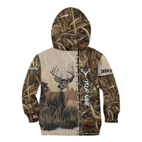 Personalized Born to Hunt Kid Hoodie Deer Hunting Lacing Detail and Camo Traditional