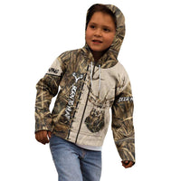 Personalized Born to Hunt Kid Hoodie Deer Hunting Lacing Detail and Camo Traditional