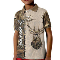 Personalized Born to Hunt Kid Polo Shirt Deer Hunting Lacing Detail and Camo Traditional