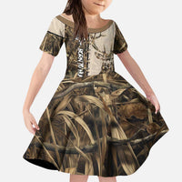 Personalized Born to Hunt Kid Short Sleeve Dress Deer Hunting Lacing Detail and Camo Traditional