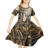 Personalized Born to Hunt Kid Short Sleeve Dress Deer Hunting Lacing Detail and Camo Traditional