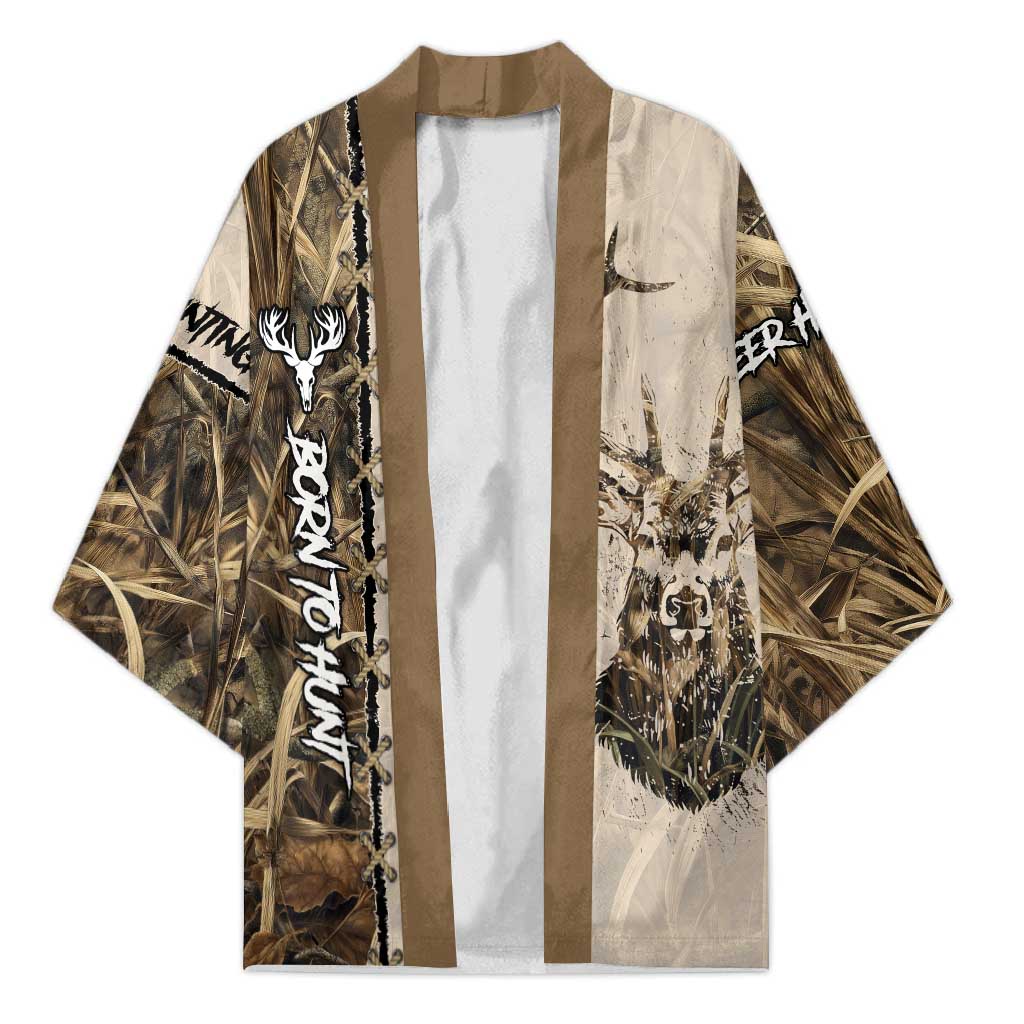 Personalized Born to Hunt Kimono Deer Hunting Lacing Detail and Camo Traditional