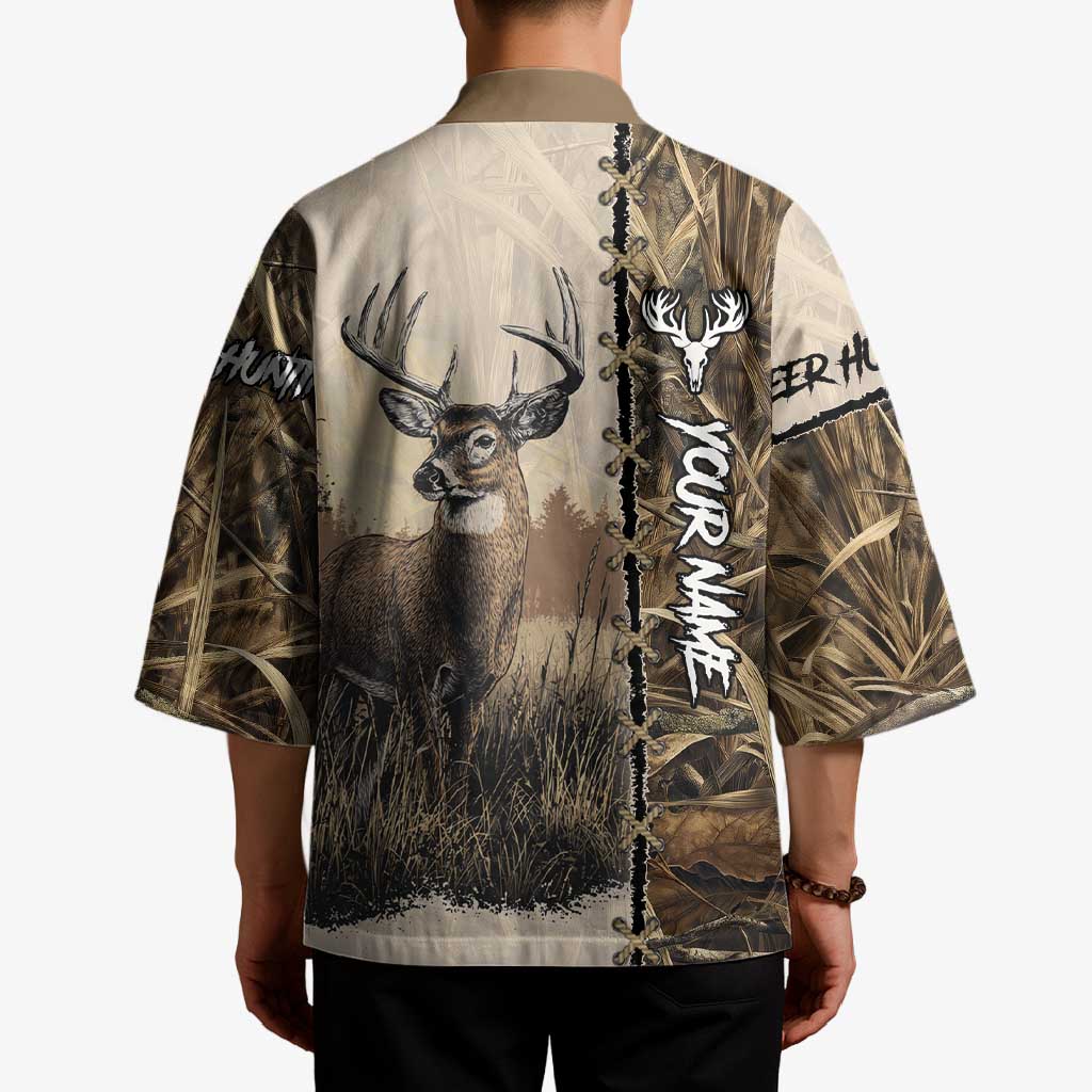 Personalized Born to Hunt Kimono Deer Hunting Lacing Detail and Camo Traditional