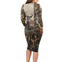 Personalized Born to Hunt Long Sleeve Bodycon Dress Deer Hunting Lacing Detail and Camo Traditional
