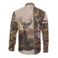Personalized Born to Hunt Long Sleeve Button Shirt Deer Hunting Lacing Detail and Camo Traditional