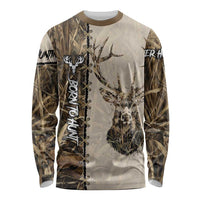 Personalized Born to Hunt Long Sleeve Shirt Deer Hunting Lacing Detail and Camo Traditional