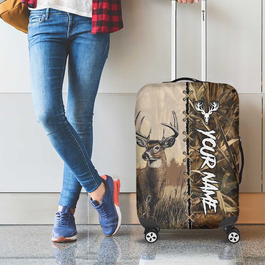 Personalized Born to Hunt Luggage Cover Deer Hunting Lacing Detail and Camo Traditional