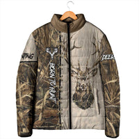 Personalized Born to Hunt Padded Jacket Deer Hunting Lacing Detail and Camo Traditional