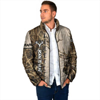 Personalized Born to Hunt Padded Jacket Deer Hunting Lacing Detail and Camo Traditional