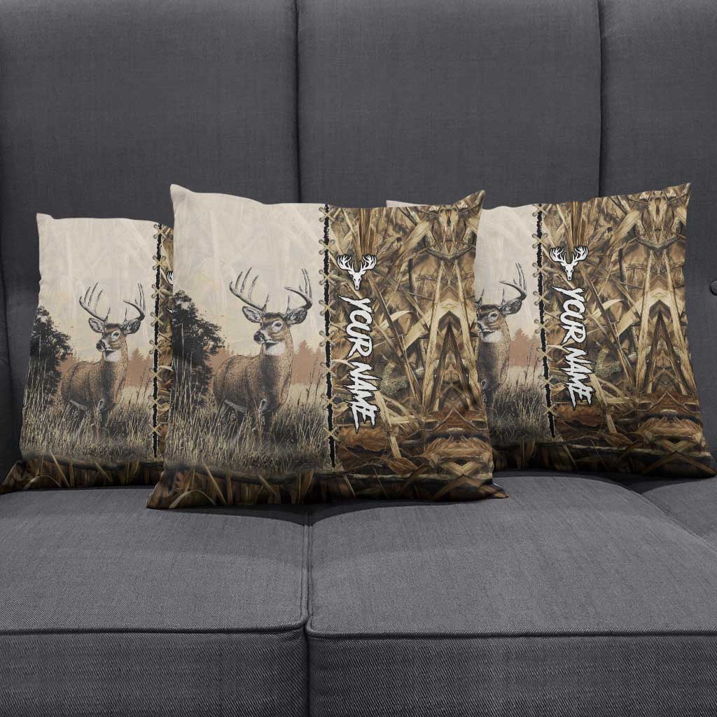 Personalized Born to Hunt Pillow Cover Deer Hunting Lacing Detail and Camo Traditional