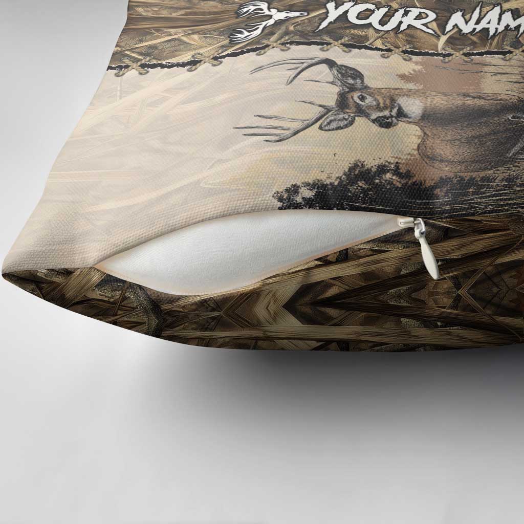 Personalized Born to Hunt Pillow Cover Deer Hunting Lacing Detail and Camo Traditional