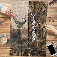 Personalized Born to Hunt Puzzle Deer Hunting Lacing Detail and Camo Traditional