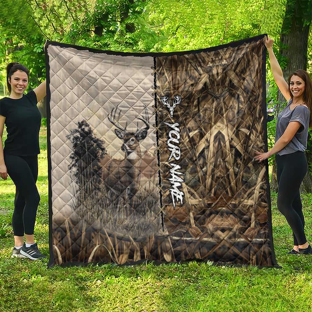 Personalized Born to Hunt Quilt Deer Hunting Lacing Detail and Camo Traditional