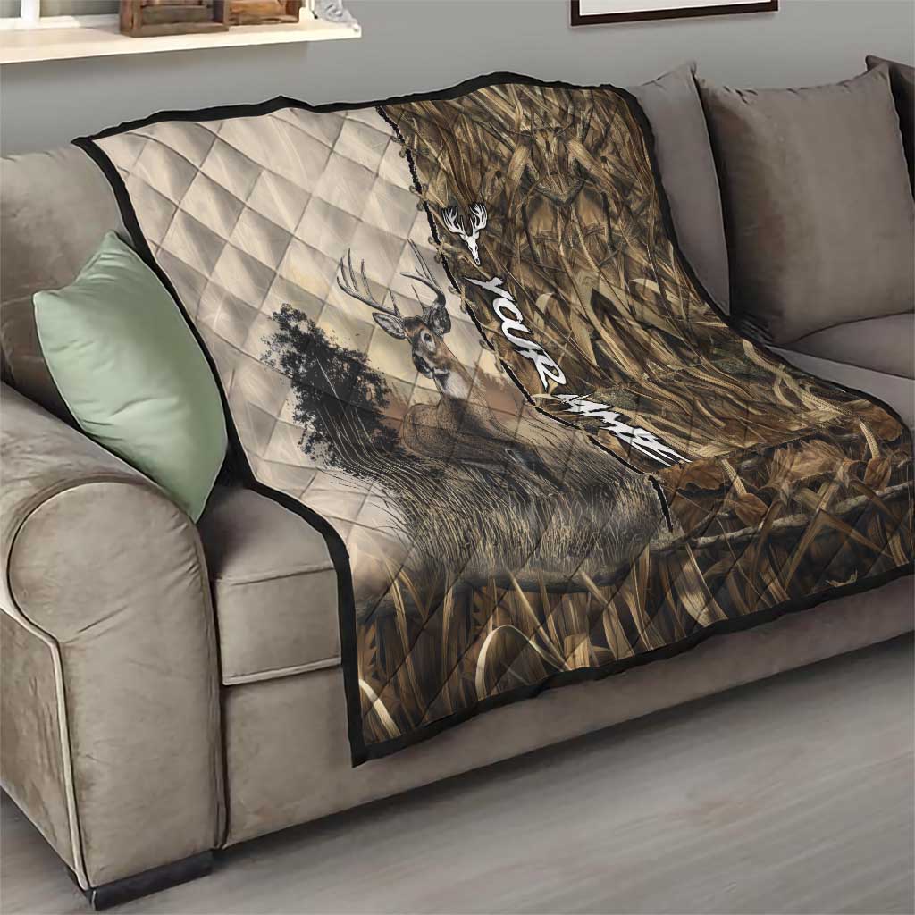 Personalized Born to Hunt Quilt Deer Hunting Lacing Detail and Camo Traditional