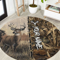 Personalized Born to Hunt Round Carpet Deer Hunting Lacing Detail and Camo Traditional