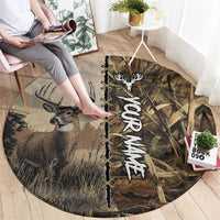 Personalized Born to Hunt Round Carpet Deer Hunting Lacing Detail and Camo Traditional