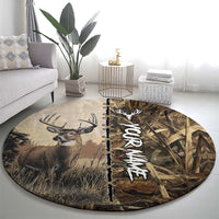 Personalized Born to Hunt Round Carpet Deer Hunting Lacing Detail and Camo Traditional