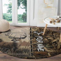 Personalized Born to Hunt Round Carpet Deer Hunting Lacing Detail and Camo Traditional