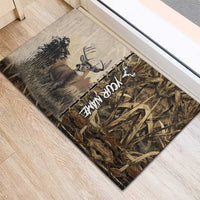 Personalized Born to Hunt Rubber Doormat Deer Hunting Lacing Detail and Camo Traditional