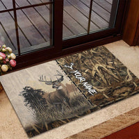 Personalized Born to Hunt Rubber Doormat Deer Hunting Lacing Detail and Camo Traditional